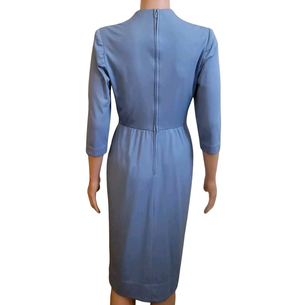 Vintage 60s Blue Pencil Dress Womens S First Lady Church Office Cocktail Middi V - Picture 2 of 16